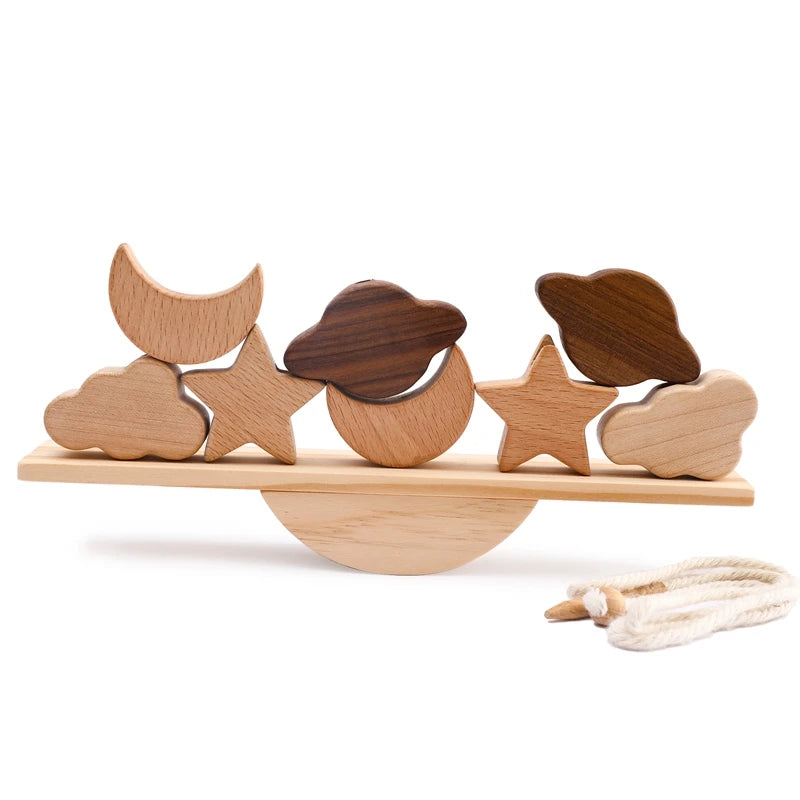 Baby Animal Threading Seesaw Toys Wooden Stacking